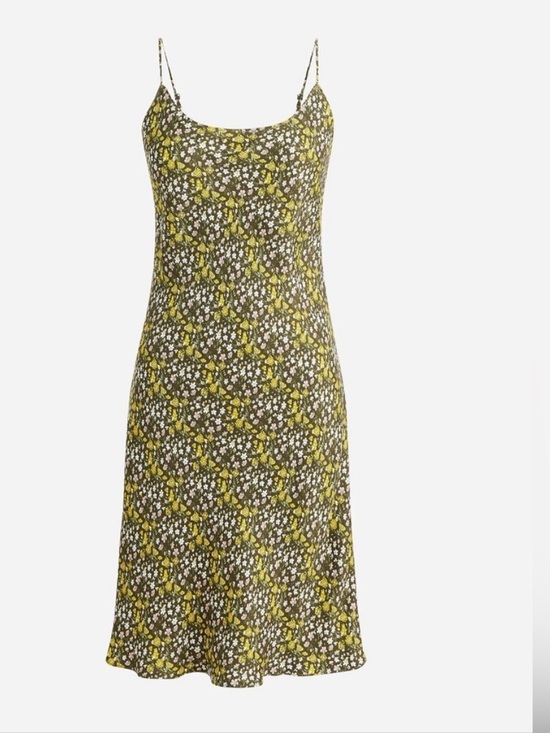 J. Crew Dresses & Skirts - J.Crew Cupro Blend Slip Dress Floral Mini Yellow Black NWT 4 Lightweight Summer